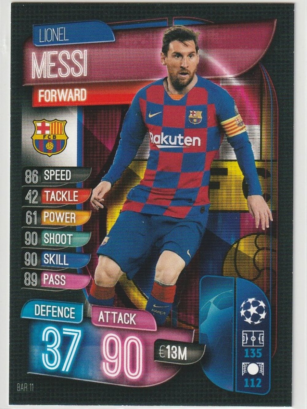 3for$99 LIONEL MESSI 2019-20 Match Attax Champions League Barcelona #BAR11